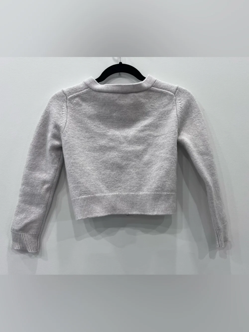 Wilfred Free Aritzia 100% Merino Wool Cardigan S Grey Cropped Button Knit - Picture 3 of 9